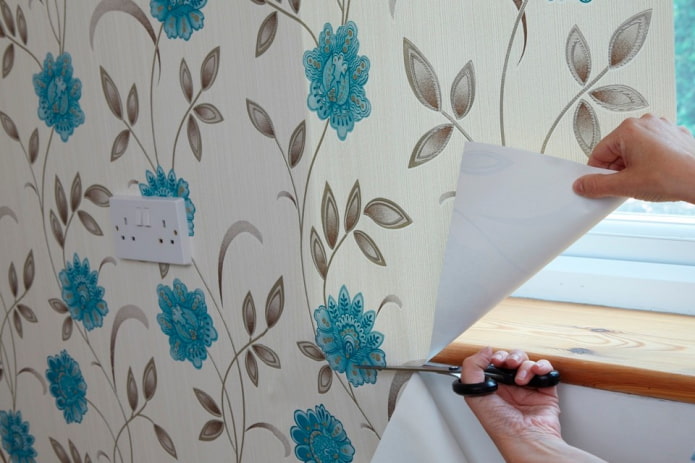 gluing wallpaper around the window gluing wallpaper around the window