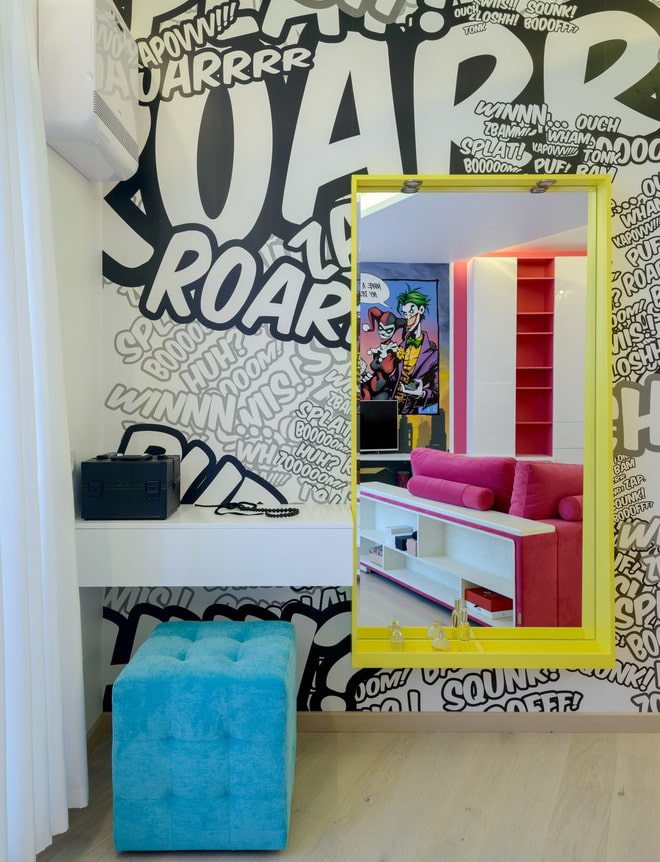 mirror in yellow frame