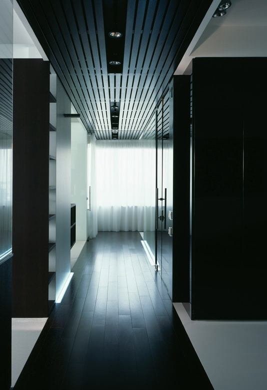 black and white interior