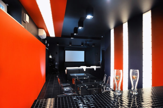 black and red interior