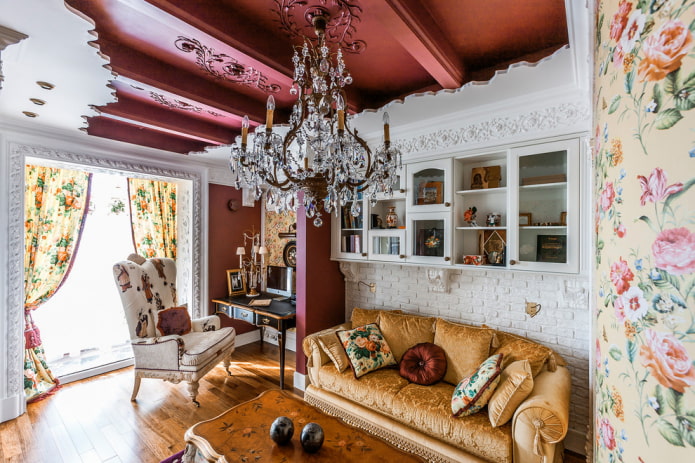 red ceiling with beams red ceiling with beams