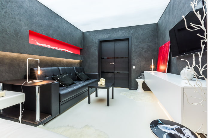 combination of dark walls with light flooring