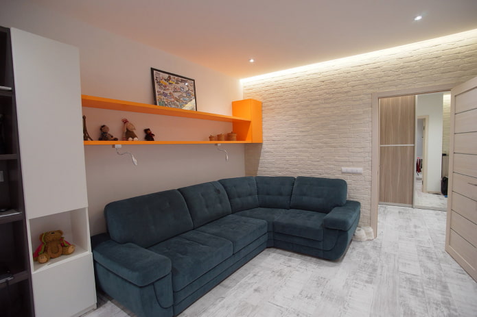 White and gray laminate in the living room