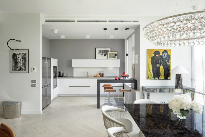 herringbone laminate in the kitchen