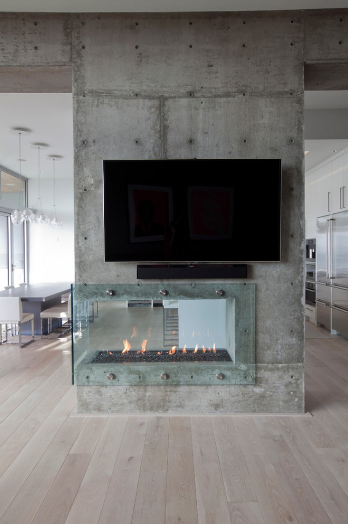 concrete wall with fireplace concrete wall with fireplace