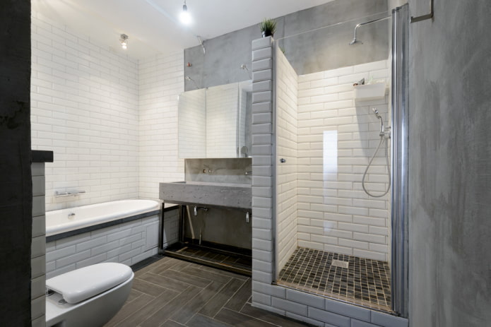 combination of tiles and concrete in the bathroom combination of tiles and concrete in the bathroom