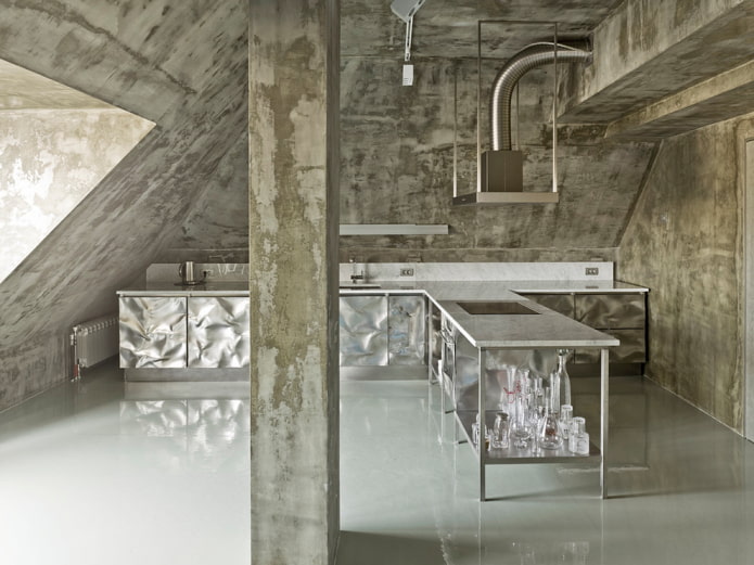 metal and concrete in the kitchen metal and concrete in the kitchen