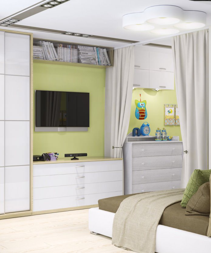 One-room apartment 33 sq. m. with a nursery