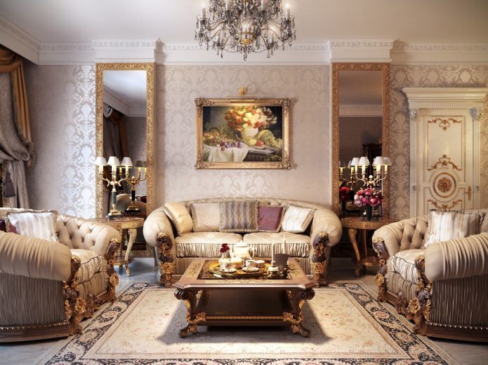 living room decoration in baroque style