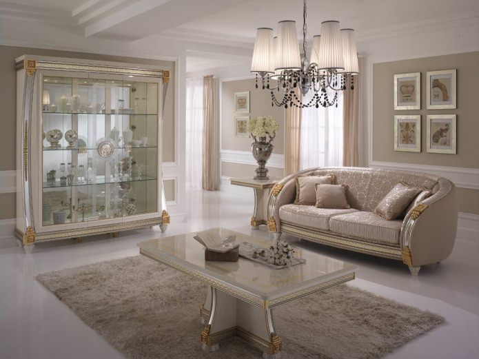 living room interior in baroque style