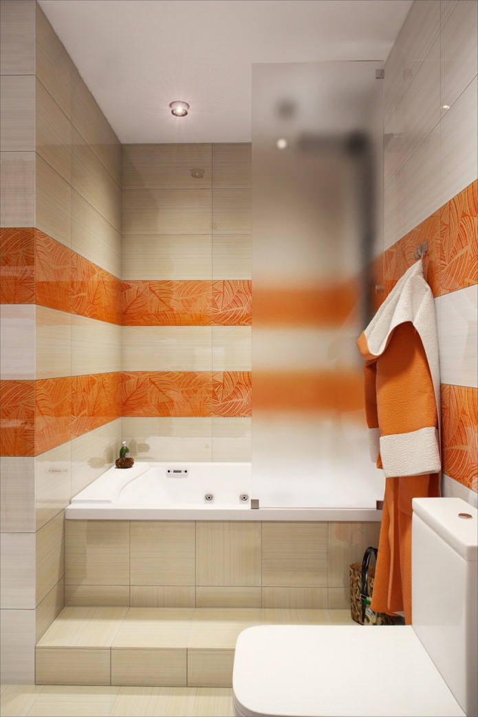 white and orange bathroom in the design of an apartment of 58 sq. m. white and orange bathroom in the design of an apartment of 58 sq. m.