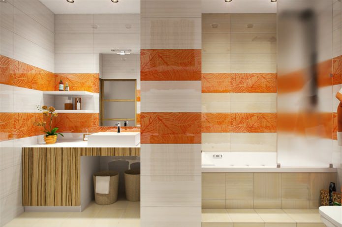 white and orange bathroom in the design of an apartment of 58 sq. m. white and orange bathroom in the design of an apartment of 58 sq. m.