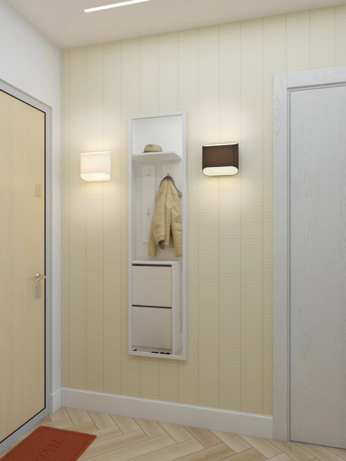 entrance hall in the design of an apartment of 37 sq. m.