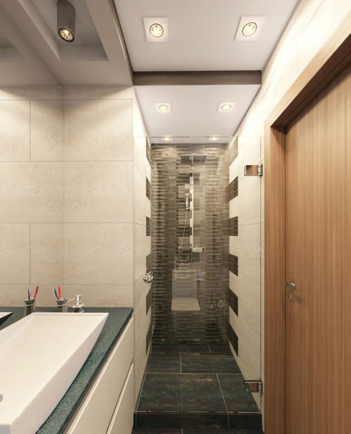 bathroom in the interior of a studio apartment of 39 sq. m.