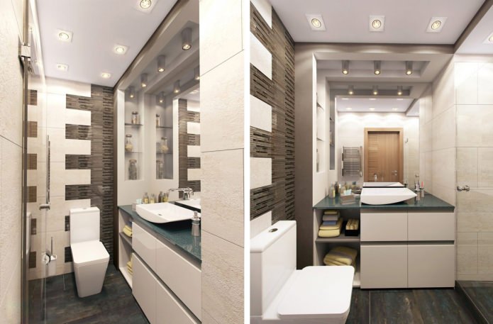 bathroom in the interior of a studio apartment of 39 sq. m.