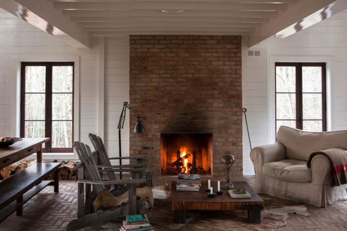 brick fireplace