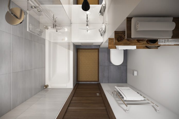 bathroom interior in a studio apartment