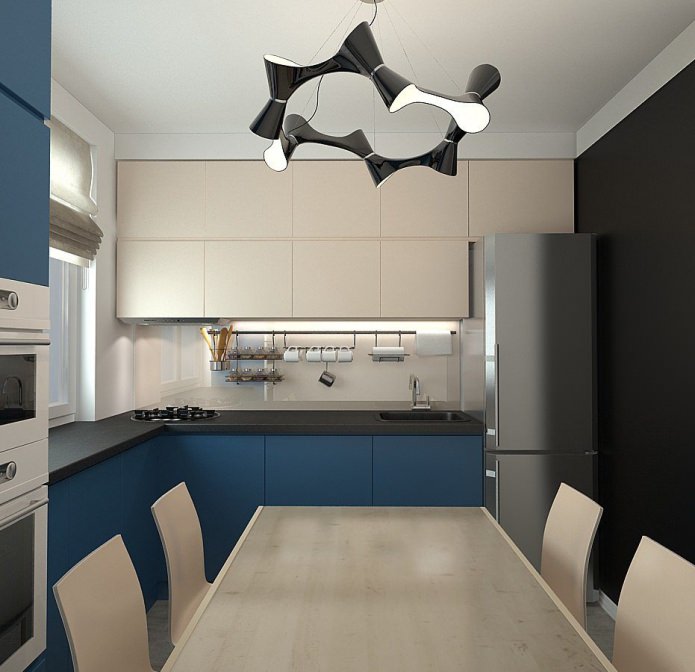kitchen in the design of a three-room apartment in a panel house