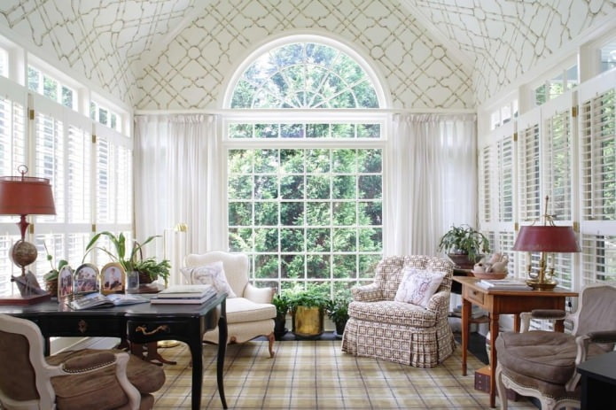 photo of curtains on arched windows