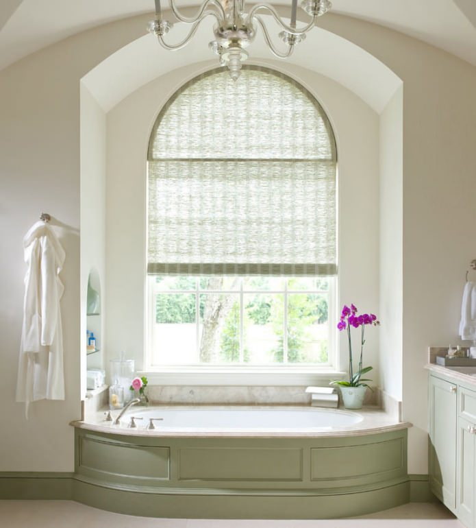 photo of curtains on arched windows