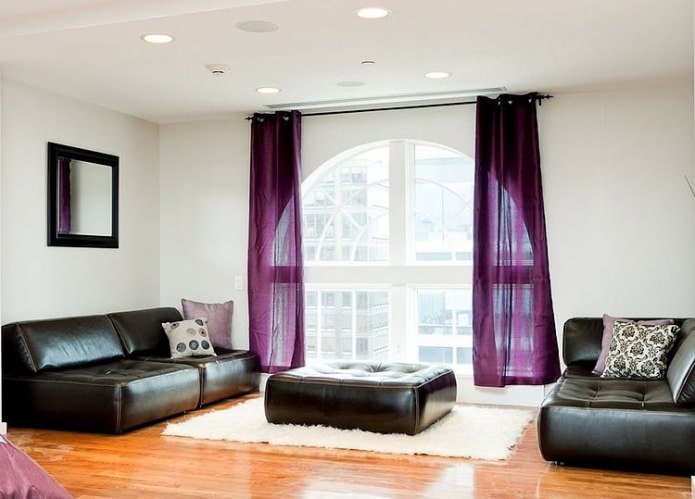 photo of curtains on an arched window