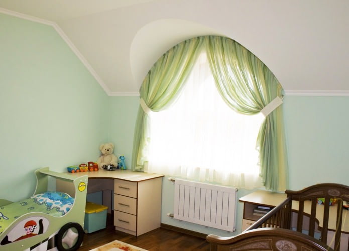 photo of curtains on an arched window