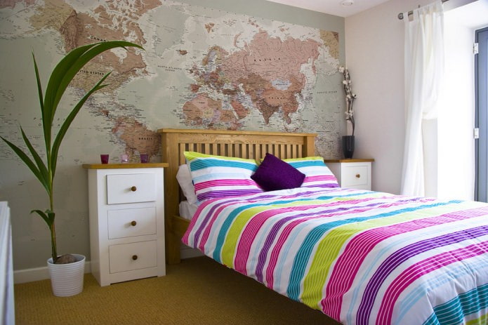 world map at the head of the bed world map at the head of the bed