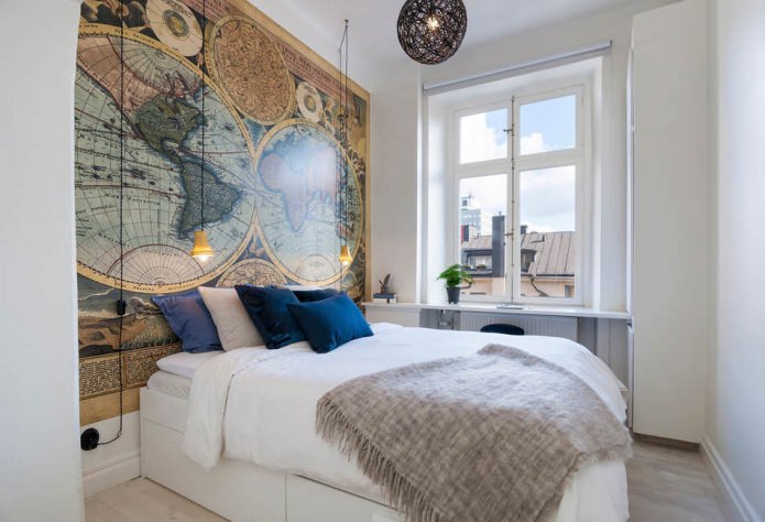 world map at the head of the bed world map at the head of the bed