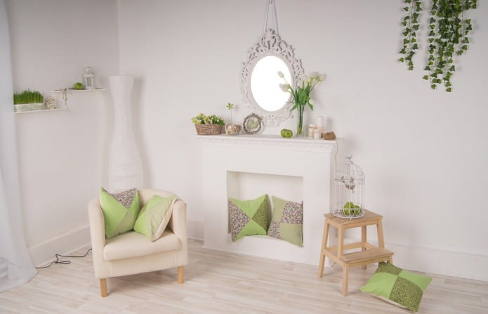 white false fireplace in the interior of the living room white false fireplace in the interior of the living room