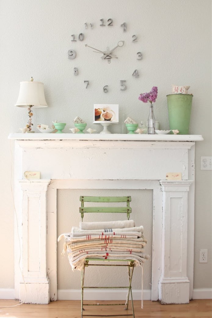 wooden false fireplace in the interior of the living room wooden false fireplace in the interior of the living room
