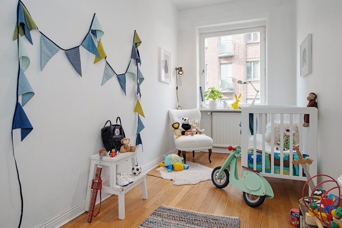 Swedish interior design of a nursery for a newborn Swedish interior design of a nursery for a newborn