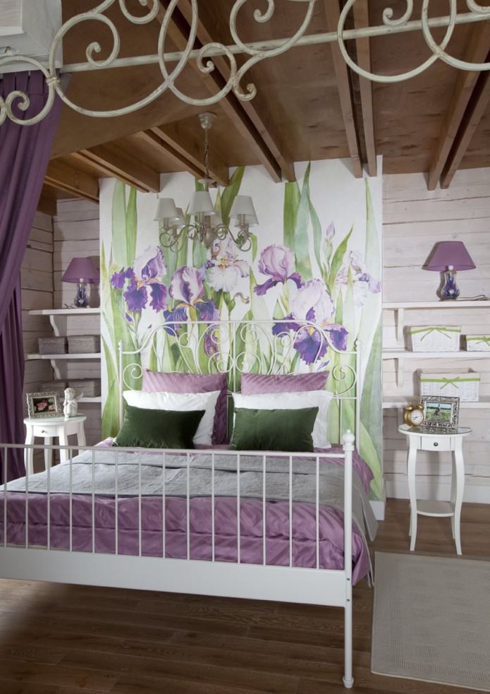 bedroom with irises in Provence style house design