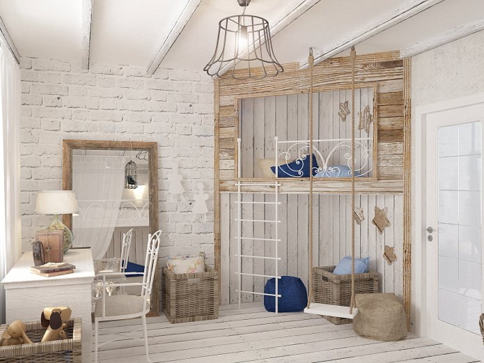 white brick in the interior of the nursery