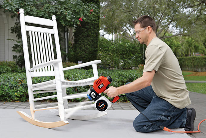 painting furniture with a spray gun
