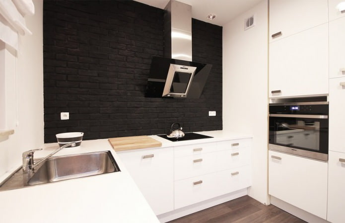 black brick in the interior of the kitchen black brick in the interior of the kitchen