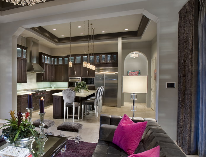 trapezoidal arch in the interior of the hall trapezoidal arch in the interior of the hall