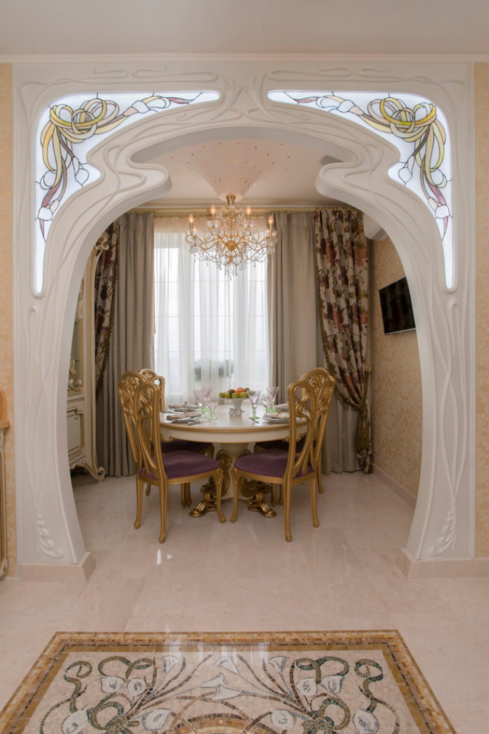 arch decoration with glass