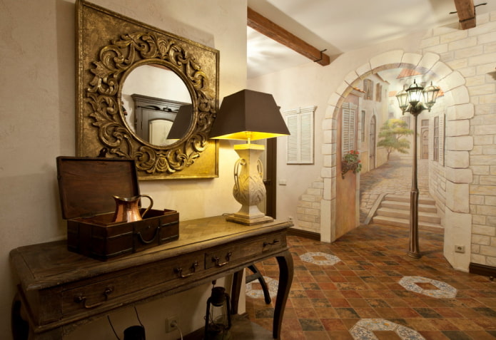 imitation of an arch in an apartment using painting