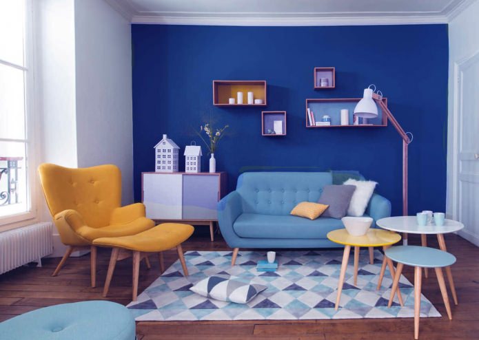 Living room in blue and yellow tones Living room in blue and yellow tones
