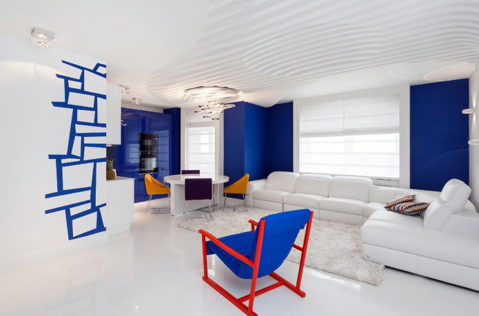 Living room in blue-white-red Living room in blue-white-red