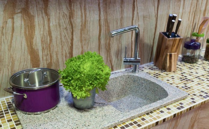 mosaic on the worktop