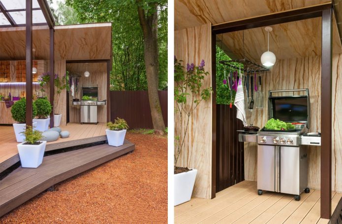 grill in the interior of the closed terrace of the house