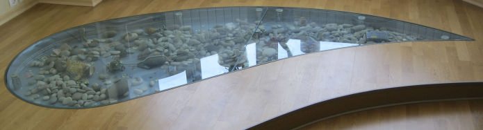 glass floor with pebbles