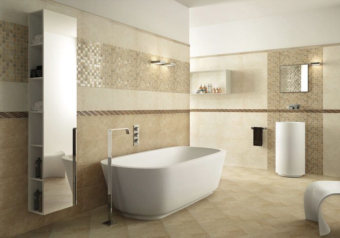 Bathroom decoration in beige colors