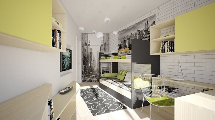 white brick in the interior of the nursery