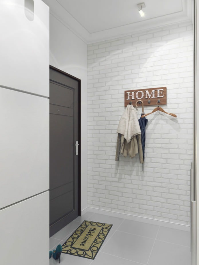 white brick in the interior of the hallway