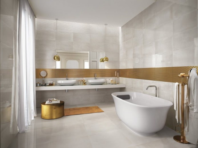 white and gold bathroom