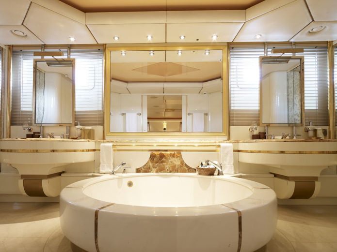 white and gold bathroom