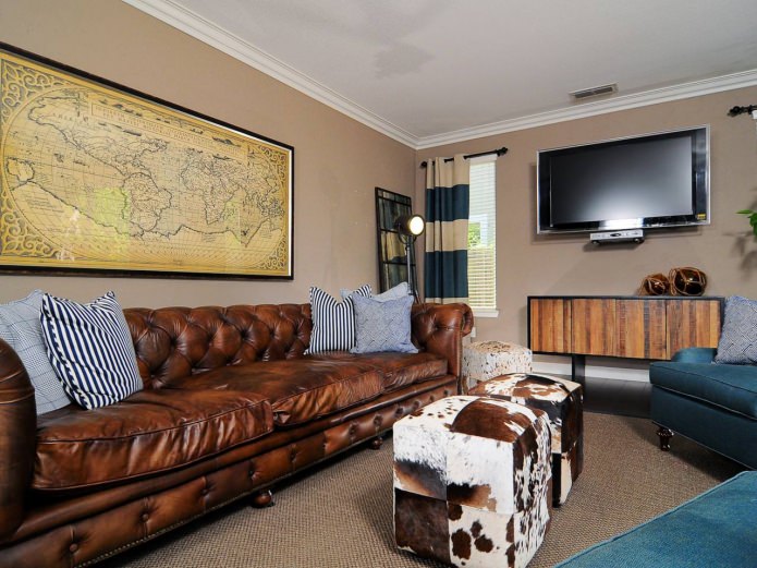 Living room design in English style