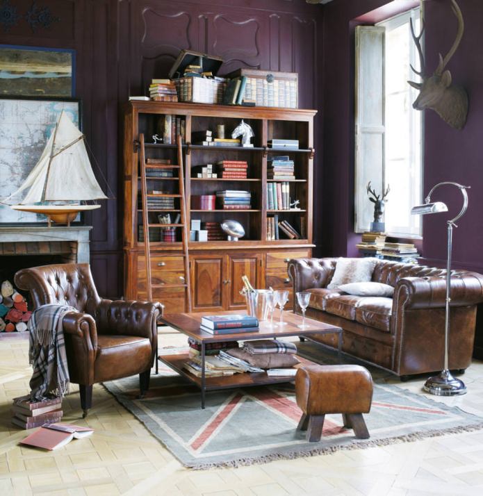 Living room design in English style